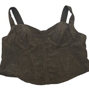 Shein‎ Curve Mod Bustier Crop Tank Top Corduroy Olive Green - 2XL NWT